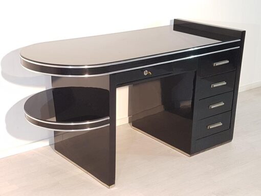 Black, piano lacquer, console, art deco, great foot, living room, design, replicas, luxury, veneer, mahogany, piano lacquer