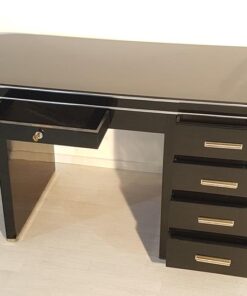 Black, piano lacquer, console, art deco, great foot, living room, design, replicas, luxury, veneer, mahogany, piano lacquer