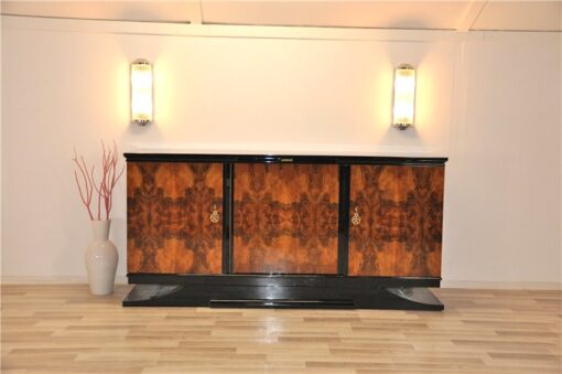 Art Deco, Sideboard, Buffet, Burlwood, france, southern france, wonderful veneer, living room, Details, handles, highgloss,