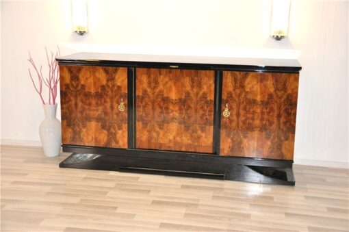 Art Deco, Sideboard, Buffet, Burlwood, france, southern france, wonderful veneer, living room, Details, handles, highgloss,