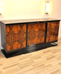 Art Deco, Sideboard, Buffet, Burlwood, france, southern france, wonderful veneer, living room, Details, handles, highgloss,