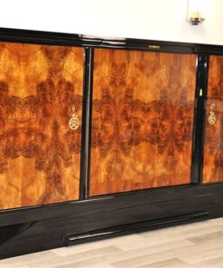 Art Deco, Sideboard, Buffet, Burlwood, france, southern france, wonderful veneer, living room, Details, handles, highgloss,