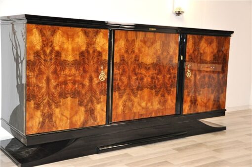 Art Deco, Sideboard, Buffet, Burlwood, france, southern france, wonderful veneer, living room, Details, handles, highgloss,