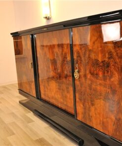 Art Deco, Sideboard, Buffet, Burlwood, france, southern france, wonderful veneer, living room, Details, handles, highgloss,