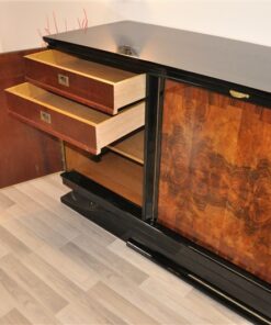 Art Deco, Sideboard, Buffet, Burlwood, france, southern france, wonderful veneer, living room, Details, handles, highgloss,