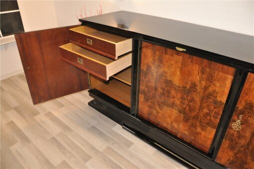 Art Deco, Sideboard, Buffet, Burlwood, france, southern france, wonderful veneer, living room, Details, handles, highgloss,