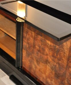 Art Deco, Sideboard, Buffet, Burlwood, france, southern france, wonderful veneer, living room, Details, handles, highgloss,