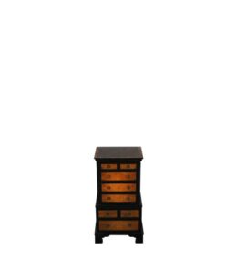 small chest of drawers, eight drawers, small commode, walnut wood, plenty of storage, small console, pianolacquer details