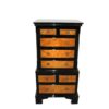 small chest of drawers, eight drawers, small commode, walnut wood, plenty of storage, small console, pianolacquer details