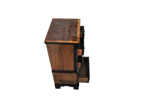 small chest of drawers, eight drawers, small commode, walnut wood, plenty of storage, small console, pianolacquer details