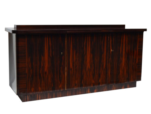 art deco sideboard, palisanderwood, three doors,central extension plate, square foot, wonderful veneer picture, highgloss lacquer