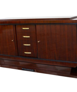 art deco sideboard, walnut wood, two big doors, four small drawers, wonderful veneer, closed base, living room furniture,