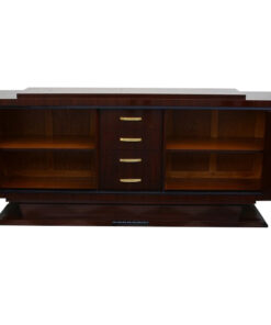 art deco sideboard, walnut wood, two big doors, four small drawers, wonderful veneer, closed base, living room furniture,