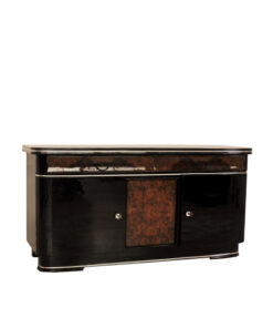 original, art deco, sideboard, buffet, walnut wood, drawers,burl, details, applications, front, pianolacquer, living room, antique, furniture