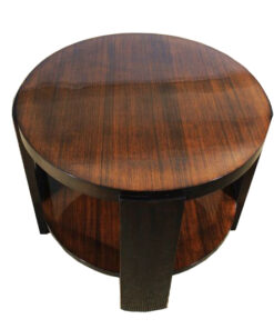 Art Deco, Sidetable, Classic, Round, Highgloss, Mahogany, Zebrano, Living room, Bedroom, beautiful grain, Era, high quality