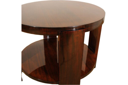 Art Deco, Sidetable, Classic, Round, Highgloss, Mahogany, Zebrano, Living room, Bedroom, beautiful grain, Era, high quality