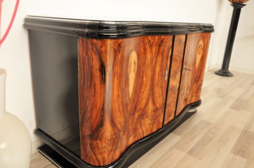 Vintage, Antique, Art Deco, Commode, Burwood, Veneer, Sideboard, Pianolacquer, polished, highgloss, curved doors, living room, design