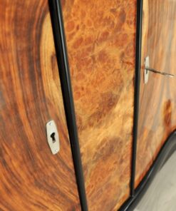 Vintage, Antique, Art Deco, Commode, Burwood, Veneer, Sideboard, Pianolacquer, polished, highgloss, curved doors, living room, design