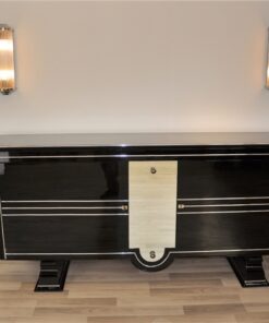 Art Deco, Sideboard, very, rare, exklusive, design, pianolacquer, mirror, stripe, chrome, bars, luxurious, living room, beautiful feet