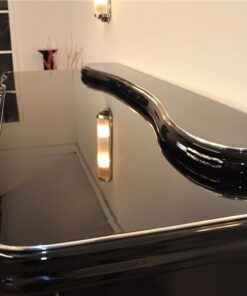 Art Deco, Sideboard, Buffet, Illumination, serpentine doors, highgloss lacquer, polished, design, french, original, glass