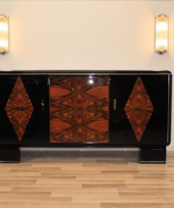 classic, art deco, buffet, sideboard, credenza, check, veneer, original, antique, vintage, storage, serving plate, leather, restored