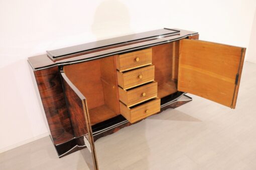 Art Deco, Buffet, Sideboard, Walnut, Vintage, 1920s, Antique, Highgloss, extraordinary shape, french, original, furniture, living room