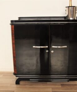 Art Deco, Commode, Sideboard, Walnut; 1920s, France, Original, highgloss, black, pianolacquer, mirror finish, handpolished, living room, furniture