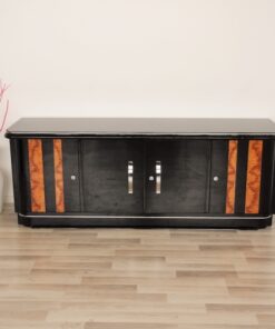 Art Deco, Walnut, lowboard, Sideboard, Buffet, Pianolacquer, high quality, design, black, furniture, luxurious, polished, living room