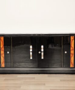 Art Deco, Walnut, lowboard, Sideboard, Buffet, Pianolacquer, high quality, design, black, furniture, luxurious, polished, living room