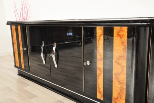 Art Deco, Walnut, lowboard, Sideboard, Buffet, Pianolacquer, high quality, design, black, furniture, luxurious, polished, living room