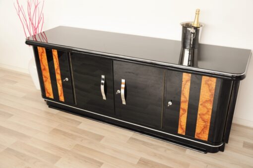 Art Deco, Walnut, lowboard, Sideboard, Buffet, Pianolacquer, high quality, design, black, furniture, luxurious, polished, living room