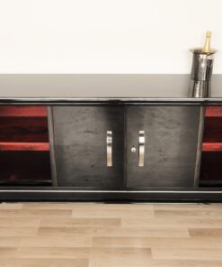 Art Deco, Walnut, lowboard, Sideboard, Buffet, Pianolacquer, high quality, design, black, furniture, luxurious, polished, living room