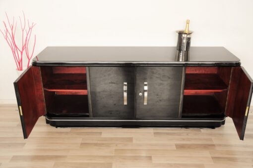 Art Deco, Walnut, lowboard, Sideboard, Buffet, Pianolacquer, high quality, design, black, furniture, luxurious, polished, living room