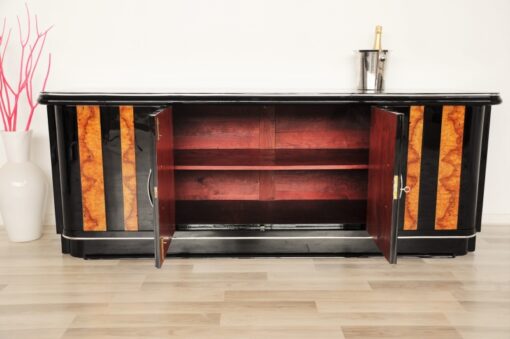 Art Deco, Walnut, lowboard, Sideboard, Buffet, Pianolacquer, high quality, design, black, furniture, luxurious, polished, living room