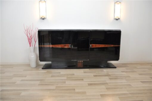 Art Deco, Buffet, floating, sideboard, pianolacquer, ten layers, wood details, living room, design, storage space, unique, france