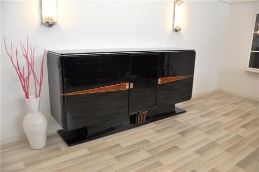 Art Deco, Buffet, floating, sideboard, pianolacquer, ten layers, wood details, living room, design, storage space, unique, france