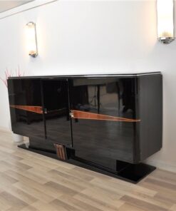 Art Deco, Buffet, floating, sideboard, pianolacquer, ten layers, wood details, living room, design, storage space, unique, france