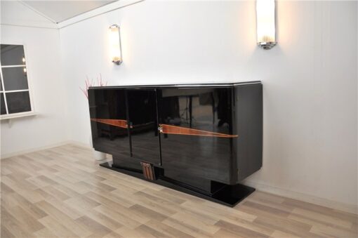 Art Deco, Buffet, floating, sideboard, pianolacquer, ten layers, wood details, living room, design, storage space, unique, france