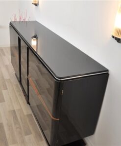 Art Deco, Buffet, floating, sideboard, pianolacquer, ten layers, wood details, living room, design, storage space, unique, france