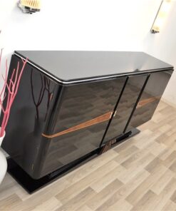 Art Deco, Buffet, floating, sideboard, pianolacquer, ten layers, wood details, living room, design, storage space, unique, france