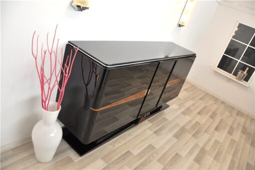 Art Deco, Buffet, floating, sideboard, pianolacquer, ten layers, wood details, living room, design, storage space, unique, france