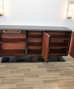 Art Deco, Buffet, floating, sideboard, pianolacquer, ten layers, wood details, living room, design, storage space, unique, france