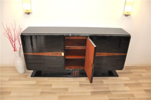 Art Deco, Buffet, floating, sideboard, pianolacquer, ten layers, wood details, living room, design, storage space, unique, france