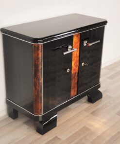 french, art deco, commode, burlwood, details, highgloss, pianolacquer, chromelines, chrome handle, french feet, furniture, living room