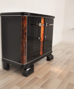 french, art deco, commode, burlwood, details, highgloss, pianolacquer, chromelines, chrome handle, french feet, furniture, living room