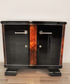 french, art deco, commode, burlwood, details, highgloss, pianolacquer, chromelines, chrome handle, french feet, furniture, living room