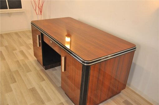 Art Deco, Desk, Palisander Wood, Rosewood, living room, office furniture, design piece, unique, veneer, two sided, back panel, shelve