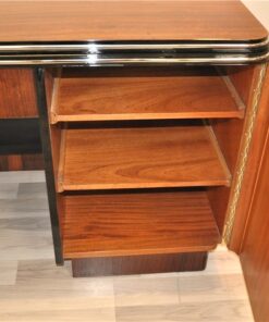 Art Deco, Desk, Palisander Wood, Rosewood, living room, office furniture, design piece, unique, veneer, two sided, back panel, shelve