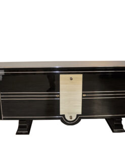 Art Deco, Sideboard, very, rare, exklusive, design, pianolacquer, mirror, stripe, chrome, bars, luxurious, living room, beautiful feet