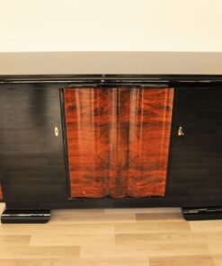 Art Deco, Highgloss, commode, sideboard, curved doors, walnut, veneer, pinaolacquer, mirror finsih, living room, design furniture, storage